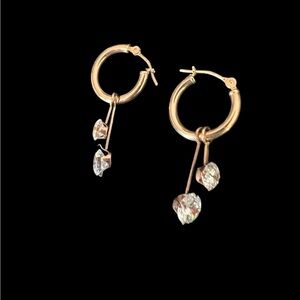 Rose Gold plated Hoop Earrings with Crystal Accents